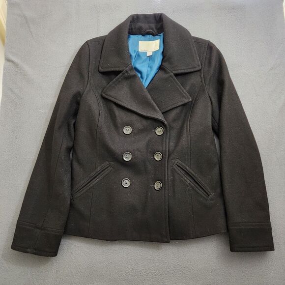 Old Navy Women M Black Double Breasted Wool Pea Coat - Picture 1 of 11
